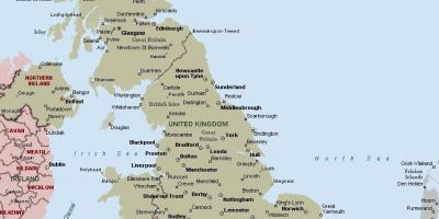 Kaart Suurbritannia linnad